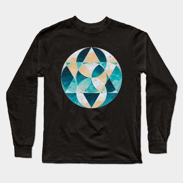 Geometric collage of beach oil painting Long Sleeve T-Shirt by DigitPaint